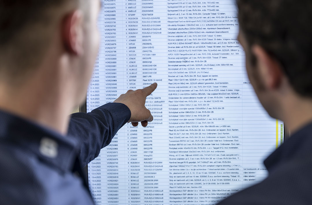 Op de digitale planborden op de werkvoorbereiding geven kleurcodes bij de orderregels aan hoe de zaken ervoor staan en waar misschien even gas gegeven moet worden om de afgesproken levertijden te halen.